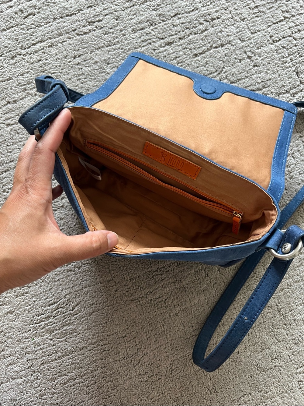 HOBO Blue Shiny Leather Crossbody Bag - Picture 13 of 16